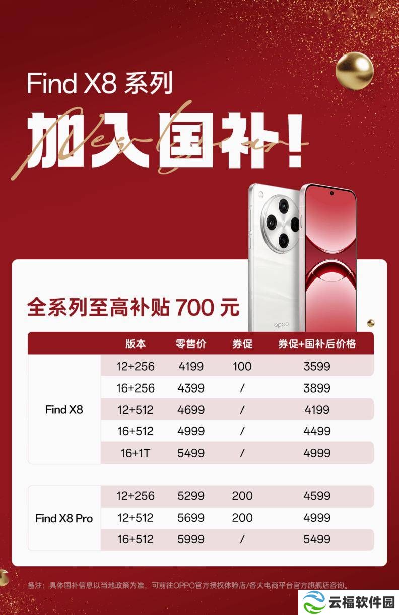 OPPO Find X8 系列享国补福利，最高立减700元，3599元起售！